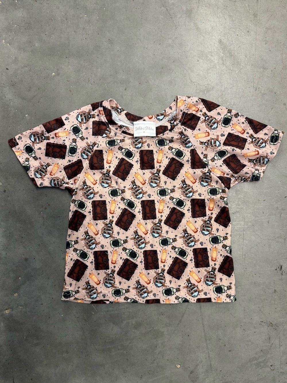 Stellita’s Stitches Potion Print Tee Kids 18M Blush Halloween Shirt